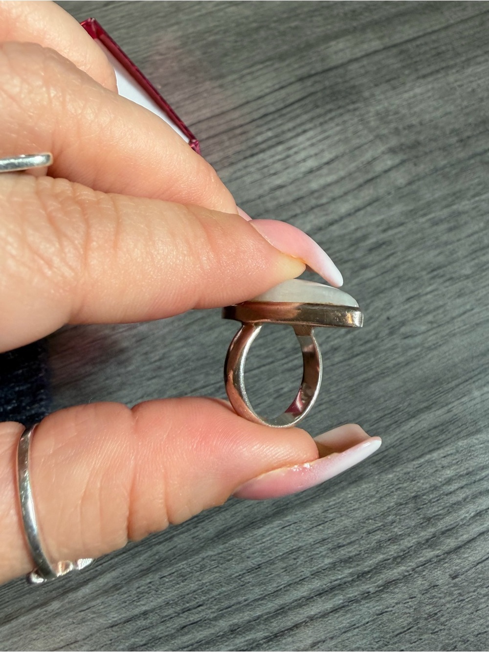 Teardrop Moonstone Ring in Silver- Women Jewelry - Picture 3 of 4